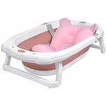 Uisebrt - Baignoire pliable pour bébé - Baignoire avec drainage - Coussin de bain pour nouveau-né - Rose - 82 x 50 x 20 cm