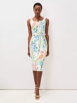 Phase Eight Serina Floral Belt Midi Dress, Ivory/Multi