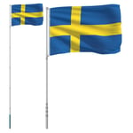 Sveriges flagga med flaggstång 5,55 m aluminium