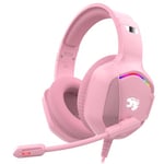 IMYB Gaming Headset with Microphone for Pc, Xbox One Series X/s, Ps4, Ps5, Switch, Stereo Wired Noise Cancelling Over-Ear Headphones with Mic, RGB, for Computer, Laptop, Mac, Nintendo, Gamer (Pink)