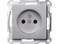 Schneider Electric Single Merten System M Z/U 16A Ip20 Uttag Med Slutare Aluminium (Mtn2600-0460)