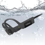 Écouteur Natation, Casque Conduction Osseuse à Bluetooth 5.3, Écouteur Piscine pour Nager Étanche IP68, Mémoire MP3 32G Intégrée (Gris Anthracite)