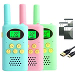 TUCHUNME Talkies Walkies Rechargeables pour Enfants 8 canaux 2 Voies Radio Jouet avec Batterie au Lithium rétroéclairé LCD Lampe de Poche 3 KM Longue portée pour Les garçons Filles Anniversaire