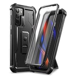 Dexnor Coque pour Samsung Galaxy S21 Plus S21 + 5G 6,7 Pouces avec Protecteur d'écran intégré Armure de qualité Militaire Heavy Duty 360 Housse de Protection Antichoc complète avec Support - Noir