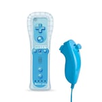 Kit Bleu 2 En 1 Manette De Jeu 2 Fr 1 Pour Nintendo Wii Nunchuk Avec Capteur De Mouvement Intégré, Contrôleur À Distance Sans Fil Avec Étui En Silicone