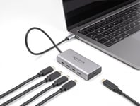 DELOCK – USB 10 Gbps USBC Hub with 4 x USBC female + 1 x USBC PD 85 Watt with 30 cm cable (64235)