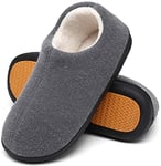 Mishansha Chausson Homme Hiver Pantoufles Homme Hiver Chaud Chaussons Fourrés Mousse Mémoire Antidérapante Charentaises Doublure Slippers Gris,Gr.43