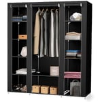 SiFree®15045175cm - Armoire - Noir - Penderie Rangement Dressing En Tissu Intissé Penderie Dressing Pliant