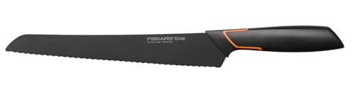 Fiskars Couteau à pain, Design moderne, Longueur totale: 35 cm, Acier/Plastique, Edge, 1003093, Noir