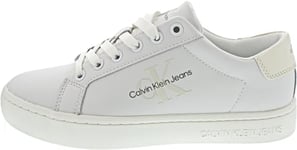 Calvin Klein Jeans Women Cupsole Trainers Classic Laceup Shoes, White (Bright White/Creamy White), 37