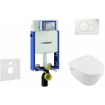 Geberit Kombifix - Bâti-support pour WC suspendu avec plaque de déclenchement Sigma01, blanc alpin + Villeroy Boch – cuvette et abattant,