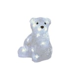 Ourson blanc assis intérieur noël lumineux 16 leds piles - H18