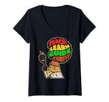 Womens Afro Teacher African American Inspirational Word Cloud V-Neck T-Shirt