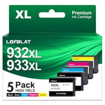 LOFBLAT 932XL 933XL Cartouches d'encre de Rechange compatibles HP 932 XL 933 XL pour HP Officejet 6600 6700 7612 6100 7110 7510 7610 (2 Noir, 1 Cyan, 1 Magenta, 1 Jaune, 5-Pack)