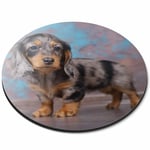 Round Mouse Mat - Cute Dachshund Puppy Dog Fun Office Gift #2019