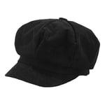 Visir Beret Cap Retro Brittisk Stil Peaked 8 Panel Kallt Resistent Corduroy Kvinnor Oktagonal Newsboy Cabbie Målare Hatt  (FMY) Black