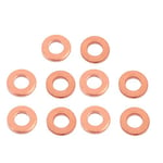 10 Pcs Copper Washers Flat Ring Sump Plug Oil Seal Gasket Sealing Fitting Washers for Sealing Gaskets - 6mm x 10mm x 1mm