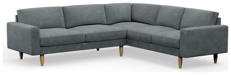 Hutch Velvet Block Arm 6 Seater Corner Sofa - Slate Grey