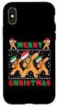 Coque pour iPhone X/XS Joyeux Noël Dabbing Gingerbread Men with Xmas Hats