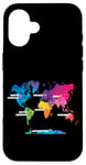 Coque pour iPhone 16 Carte Colorée Terre Pays Continent Géographie Carte Du Monde