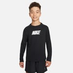 Nike Dri-FIT Multi+ Langermet T-skjorte Str. S 128-137 Junior - Svart Trøye for Komfortabel Løping