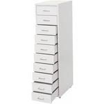 Caisson a roulettes Boston T851, armoire à tiroirs armoire en acier, 110x28x41cm 10 tiroirs, blanc