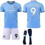 Manchester City Hemma Barn & Vuxen Fotbollströja Kit med Strumpor 2024-2025 No.9 HAALAND No.9 HAALAND XL