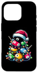 Coque pour iPhone 16 Pro Queue de billard en poils de boule de billard Chapeau de Noël