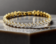 Luxury Gold Crystal Tennis Bracelet Made with Swarovski Elements