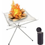 Ineasicer - Brasero Portable pour Extérieur, Foyer ExtéRieur Grille Barbecue Pliable Foyer de Camping en Acier Inoxydable avec Sac de Transport