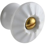 SCHÖRGHOFER & FREHE Bouton de meuble Tempe - Diamètre : 26 mm - Poignée en porcelaine avec vis en laiton - Style maison de campagne - Porcelaine blanc/laiton