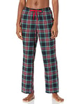 Amazon Essentials Women's Flannel Pyjama Sleep Bottoms (Available in Plus Size), Black Plaid, M