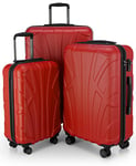 Suitline - Set de 3 Valise Bagages Rigide, (S, M, L), Rouge