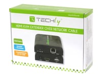 Techly 120M Hdmi Kvm Extender Over Network Cable - Sändare Och Mottagare - Förlängare För Tangentbord/Video/Mus/Ljud - 1Gbe, Usb 2.0, Hdmi - 10Base-T, 100Base-Tx, 1000Base-T - Upp Till 120 M