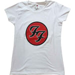 Foo Fighters T Shirt FF Band Logo Official Womens Skinny Fit White XS