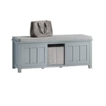 SoBuy Banc de Rangement à Chaussures, Meuble à Chaussures, Meuble Bas avec 1 Coussin Rembourré, 1 Paniers et 2 Portes pour Couloir, Entrée, Salon, Chambre à Coucher, 110x38x46 cm, Gris, FSR173-HG