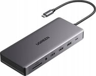 Ugreen Cm681 Usb-C Hub, 4X Usb, 2X Hdmi, Displayport, Rj45, Sd/Tf, Aux, Pd 100W (Gray)