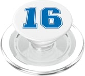 Numéro #16 Numéro universitaire bleu sport PopSockets PopGrip pour MagSafe