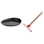 Tefal Ingenio Eco Resist Poêle à crêpe 27 cm, Empilable, Fonte d'aluminium, Revêtement antiadhésif, Induction L8581004, Noir & K2306014 - Ingenio Bois - Répartiteur à Crêpes, 2,1 x 22,8 x 15 cm