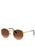 Ray-Ban Round Metal Light Bronze Round Sunglasses - Metal