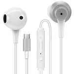 MAS CARNEY Écouteurs Filaire Type C TH4, Casque USB C avec Micro et Contrôle du Volume, pour Samsung, Xiaomi, iPad, Huawei, OnePlus, Google Pixel et Autres périphériques d'interface de USB C- Blanc