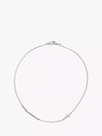 AllSaints Minimal Cross and Bar Curb Chain Station Necklace, Warm Silver