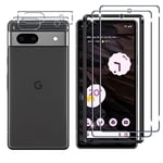 Lutree 2+2 Pièces pour Google Pixel 7a Verre Trempé,Protecteurs d'écran et Caméra Arrière Protection écran avec Cadre d'Installation,9H Dureté Anti-Rayures Sans Bulles Protection Film