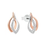 Amor, Boucles d'oreille à bouton pression Argent Oxyde de Zirconium femme, Bicolor, mittel - 2022490