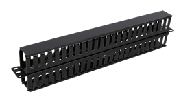 DELTACOIMP – 19" cable management, metal/plastic, double sided finger duct, 1U, black (19-21)