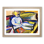 Child On Sofa By Henry Lyman Sayen Classic Painting Framed Wall Art Print, Ready to Hang Picture for Living Room Bedroom Home Office Décor, Oak A2 (64 x 46 cm)