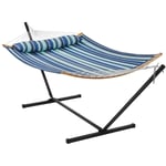 Yaheetech - Hamac avec Support en Métal Hamac sur Pied pour 2 Personnes Toile avec Barre Oreiller Sac de Transport pour Extérieur Intérieur Jardin