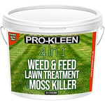 Pro-Kleen 4 in 1 Weed and Feed Lawn Treatment with Moss Killer - Greens Grass, Kills Weeds & Moss & Fertilises Grass - Apply from May-August - Covers up to 78m2 - (2.5kg)