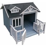 Niche de chien en gris maison de luxe XL bois balcon jardin terrasse chien