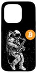 Coque pour iPhone 15 Pro Bitcoin Space Jazz Astronaut crypto sax saxophonist moon